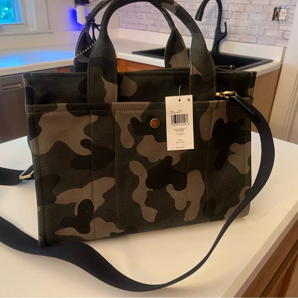 Coach Camouflage Canvas Tote Messenger in Green, Black and Brown